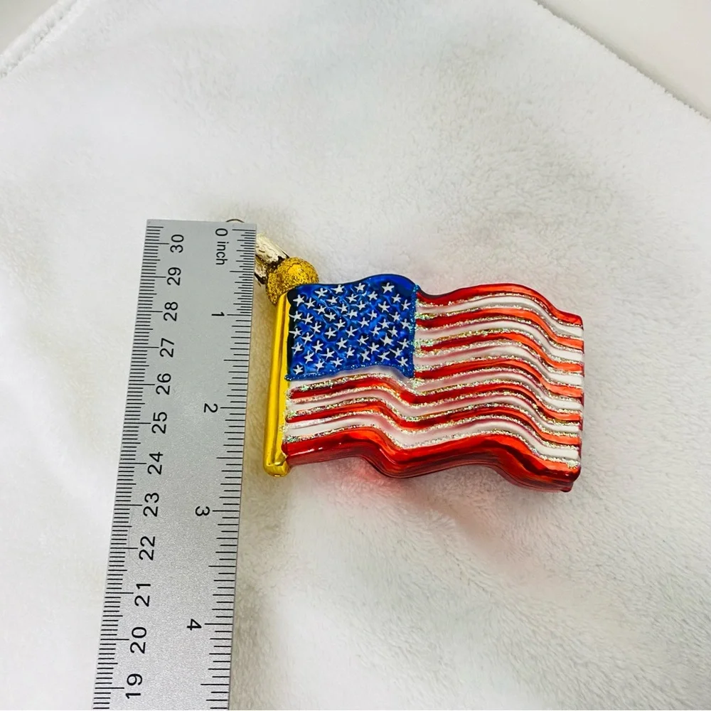 Old World Christmas Flag Star Spangled Banner Glass Ornament July 4th READ - Picture 8 of 13